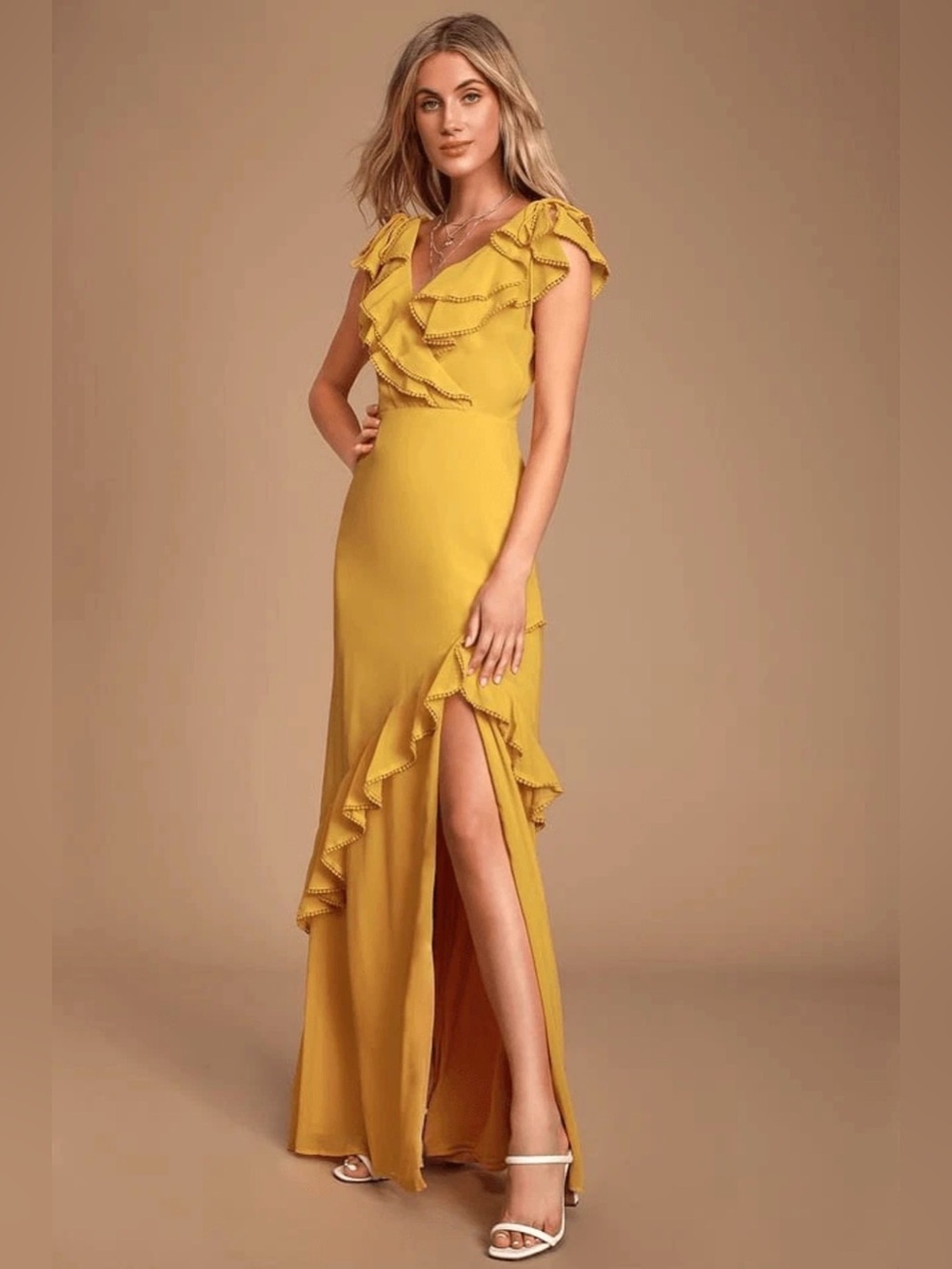 Lulu's Yellow Ruffle Maxi Dress - Picture 3 of 7